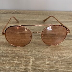 Round Metal Sunglasses in Rose Gold - Women's Accessories